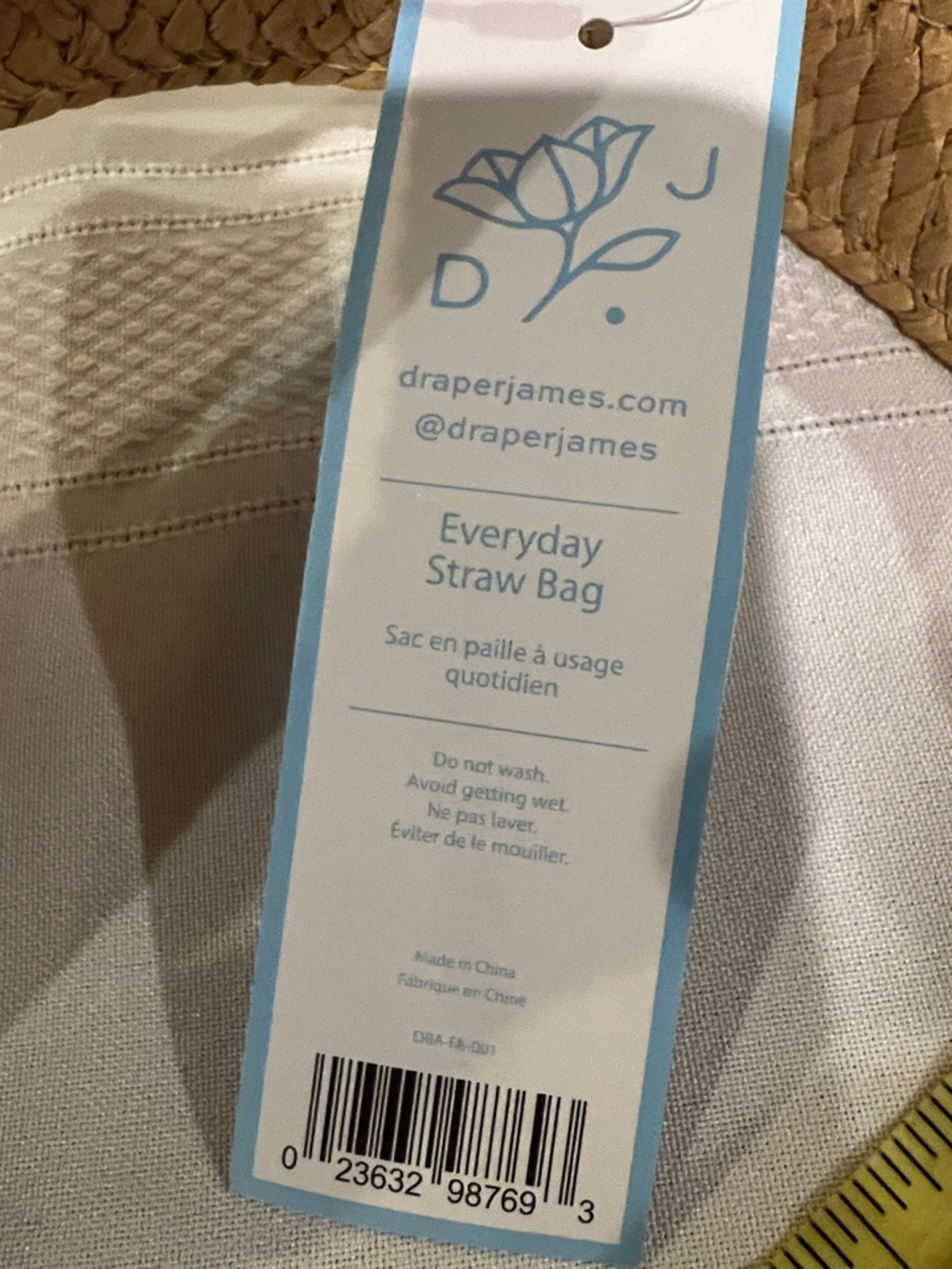 Draper James everyday Straw Tote Bag with Floral Scarf NEW - Picture 12 of 12